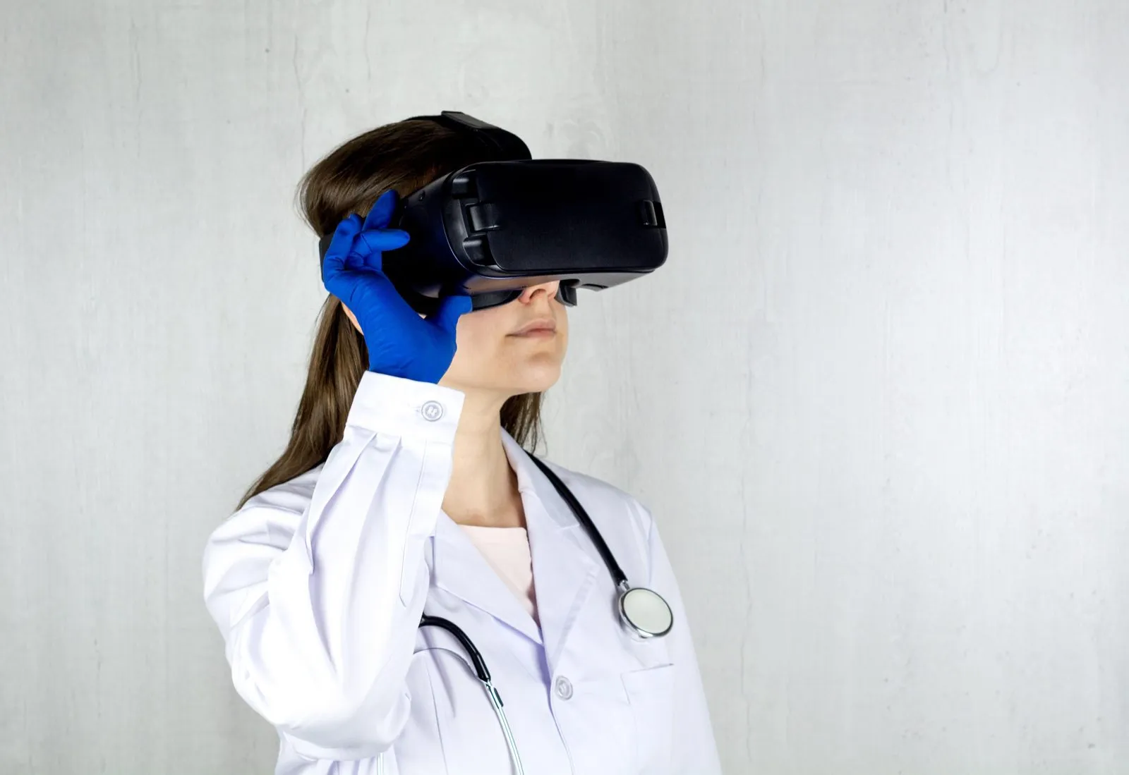 Clinician wearing a headset